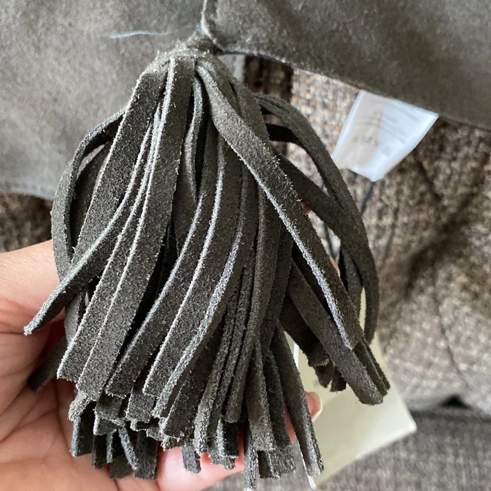 West Elm tasseled leather front pillow cases